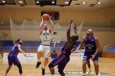 KHARKIV, UKRAINE - 31 Ocak 2021: Ukrayna Süper Ligi maçı BC Sokoly - BC Mykolayiv