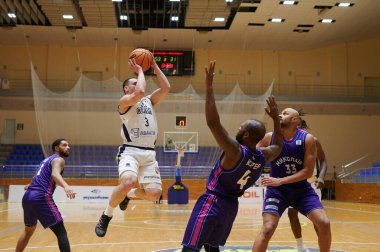 KHARKIV, UKRAINE - 31 Ocak 2021: Ukrayna Süper Ligi maçı BC Sokoly - BC Mykolayiv