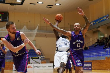 KHARKIV, UKRAINE - 31 Ocak 2021: Ukrayna Süper Ligi maçı BC Sokoly - BC Mykolayiv