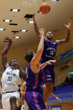 KHARKIV, UKRAINE - 31 Ocak 2021: Ukrayna Süper Ligi maçı BC Sokoly - BC Mykolayiv