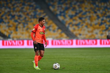 KYIV, UKRAINE - 21 Şubat 2021: Ukrayna Premiere Ligi FC Shakhtar 'ın futbol maçı sırasında Dodo