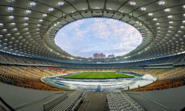 KYIV, UKRAINE - FEBRUARY 21, 2021: NSC Olympic. The football match of Ukrainian Premiere League FC Shakhtar - FC Ruh