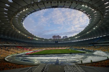 KYIV, UKRAINE - FEBRUARY 21, 2021: NSC Olympic. The football match of Ukrainian Premiere League FC Shakhtar - FC Ruh