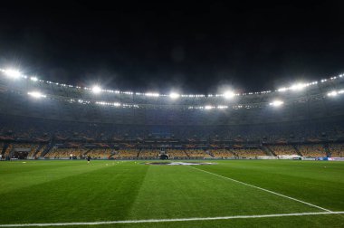 KYIV, UKRAINE - FEBRUARY 25, 2021: NSC Olympic. The football match of UEFA Europa League FC Shakhtar - Maccabi Tel Aviv FC