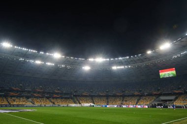 KYIV, UKRAINE - FEBRUARY 25, 2021: NSC Olympic. The football match of UEFA Europa League FC Shakhtar - Maccabi Tel Aviv FC