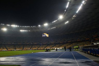 KYIV, UKRAINE - FEBRUARY 25, 2021: NSC Olympic. The football match of UEFA Europa League FC Shakhtar - Maccabi Tel Aviv FC