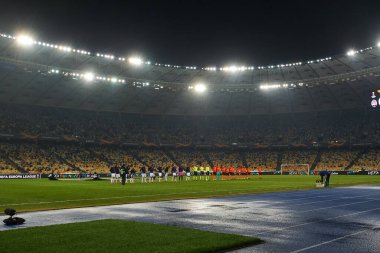 KYIV, UKRAINE - FEBRUARY 25, 2021: NSC Olympic. The football match of UEFA Europa League FC Shakhtar - Maccabi Tel Aviv FC