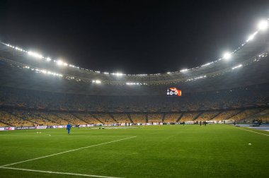KYIV, UKRAINE - FEBRUARY 25, 2021: NSC Olympic. The football match of UEFA Europa League FC Shakhtar - Maccabi Tel Aviv FC