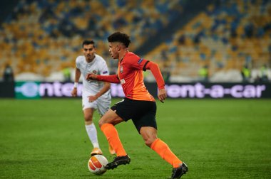 KYIV, UKRAINE - FEBRUARY 25, 2021: Taison. NSC Olympic. The football match of UEFA Europa League FC Shakhtar - Maccabi Tel Aviv FC