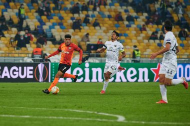 KYIV, UKRAINE - FEBRUARY 25, 2021: Taison. NSC Olympic. The football match of UEFA Europa League FC Shakhtar - Maccabi Tel Aviv FC