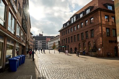 NUREMBERG, ALMANY - 8 Kasım 2017: Bavyera ve Franconia kasaba mimarisi.  