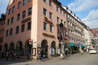 NUREMBERG, ALMANY - 8 Kasım 2017: Bavyera ve Franconia kasaba mimarisi.  