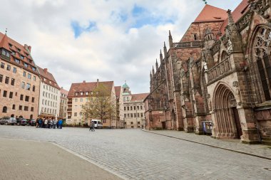 NUREMBERG, ALMANY - 8 Kasım 2017: Bavyera ve Franconia kasaba mimarisi.  