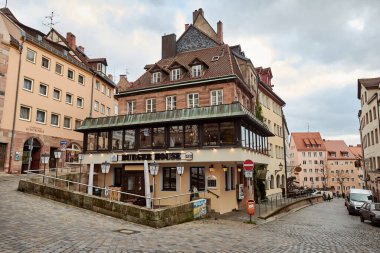 NUREMBERG, ALMANY - 8 Kasım 2017: Bavyera ve Franconia kasaba mimarisi.  