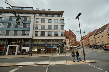 NUREMBERG, ALMANY - 8 Kasım 2017: Bavyera ve Franconia kasaba mimarisi.  