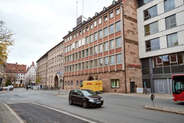 NUREMBERG, ALMANY - 8 Kasım 2017: Bavyera ve Franconia kasaba mimarisi.  