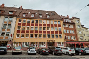 NUREMBERG, ALMANY - 8 Kasım 2017: Bavyera ve Franconia kasaba mimarisi.  