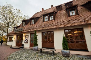 NUREMBERG, ALMANY - 8 Kasım 2017: Bavyera ve Franconia kasaba mimarisi.  