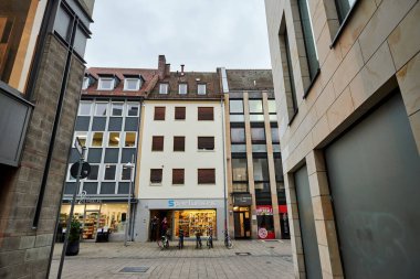 NUREMBERG, ALMANY - 8 Kasım 2017: Bavyera ve Franconia kasaba mimarisi.  