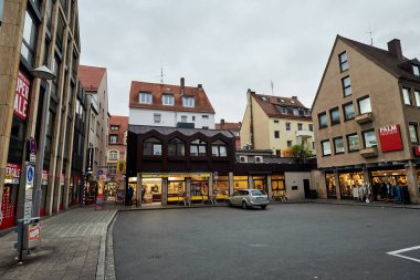 NUREMBERG, ALMANY - 8 Kasım 2017: Bavyera ve Franconia kasaba mimarisi.  