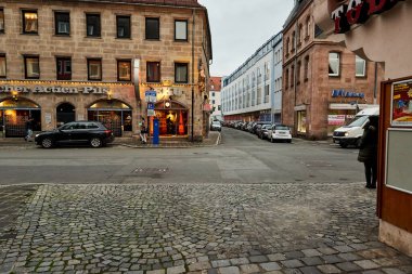 NUREMBERG, ALMANY - 8 Kasım 2017: Bavyera ve Franconia kasaba mimarisi.  