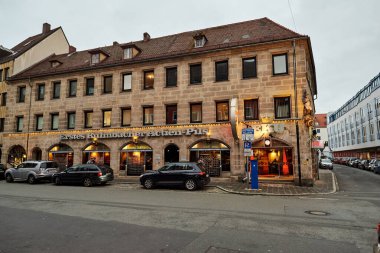 NUREMBERG, ALMANY - 8 Kasım 2017: Bavyera ve Franconia kasaba mimarisi.  