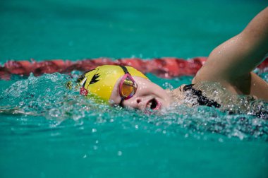 KHARKIV, UKRAINE - 6 Mart 2021: Yüzmede Ukrayna Kış Şampiyonası