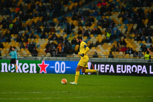 KYIV, UKRAINE - MARCH 11, 2021: 3 defender Raul Albiol  during the match of UEFA Europa League Dynamo Kyiv vs Villarreal at NSC Olympic in Kyiv