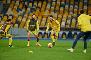 KYIV, UKRAINE - MARCH 11, 2021:14 midfielder Manu Trigueros during the match of UEFA Europa League Dynamo Kyiv vs Villarreal at NSC Olympic in Kyiv