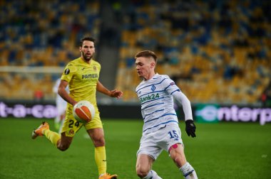 KYIV, UKRAINE - MARCH 11, 2021:15 midfielder Viktor Tsygankov during the match of UEFA Europa League Dynamo Kyiv vs Villarreal at NSC Olympic in Kyiv