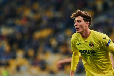 KYIV, UKRAINE - MARCH 11, 2021:4 defender Pau Torres during the match of UEFA Europa League Dynamo Kyiv vs Villarreal at NSC Olympic in Kyiv