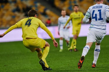 KYIV, UKRAINE - MARCH 11, 2021:4 defender Pau Torres during the match of UEFA Europa League Dynamo Kyiv vs Villarreal at NSC Olympic in Kyiv