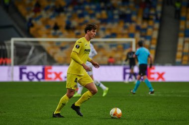 KYIV, UKRAINE - MARCH 11, 2021:4 defender Pau Torres during the match of UEFA Europa League Dynamo Kyiv vs Villarreal at NSC Olympic in Kyiv