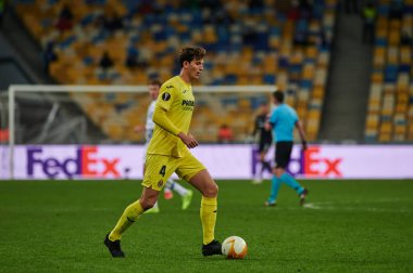 KYIV, UKRAINE - MARCH 11, 2021:4 defender Pau Torres during the match of UEFA Europa League Dynamo Kyiv vs Villarreal at NSC Olympic in Kyiv