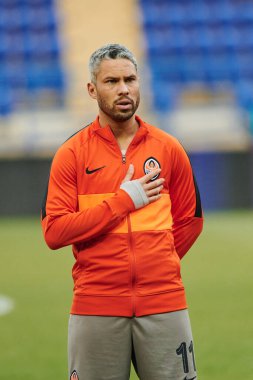 KHARKIV, UKRAINE - 21 Mart 2021: orta saha oyuncusu Marlos (11). Ukrayna Premiere Ligi futbol maçı, FC Lviv FC Shakhtar Donetsk 'e karşı