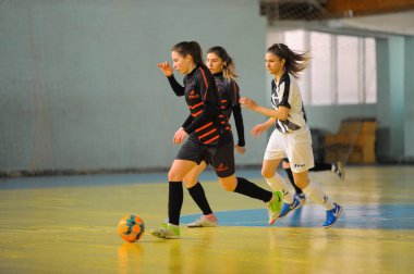 KHARKIV, UKRAINE - Nisan 01, 2021: Ukrayna Kadınlar Ligi 'nin gelecekteki maçı - Tesla