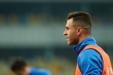 KYIV, UKRAINE 28 Mart 2021: 19 Junior Moraes. Dünya Kupası D Grubu elemeleri futbol karşılaşması 2022 Ukrayna Finlandiya 'ya karşı.