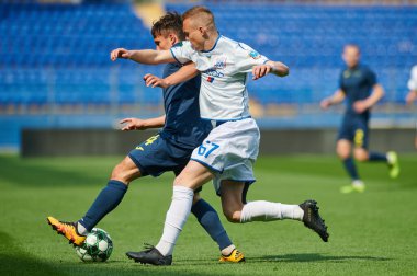 KHARKIV, UKRAINE - 19 Nisan 2021: Ukrayna Profesyonel Lig FC Metal - FC Mykolaiv-2 maçı