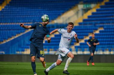 KHARKIV, UKRAINE - 19 Nisan 2021: Ukrayna Profesyonel Lig FC Metal - FC Mykolaiv-2 maçı