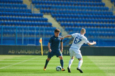 KHARKIV, UKRAINE - 19 Nisan 2021: Ukrayna Profesyonel Lig FC Metal - FC Mykolaiv-2 maçı