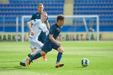 KHARKIV, UKRAINE - 19 Nisan 2021: Ukrayna Profesyonel Lig FC Metal - FC Mykolaiv-2 maçı