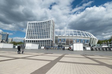 KYIV, UKRAINE - 1 Mayıs 2021: Ulusal Olimpiyat. Ukrayna Premiere Ligi futbol maçı, FC Shakhtar Donetsk Ingulec 'e karşı