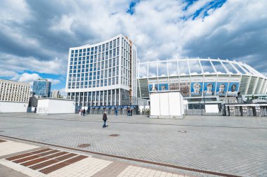 KYIV, UKRAINE - 1 Mayıs 2021: Ulusal Olimpiyat. Ukrayna Premiere Ligi futbol maçı, FC Shakhtar Donetsk Ingulec 'e karşı