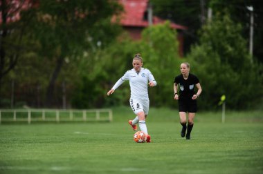 KHARKIV, UKRAINE - MAY 19, 2021: Nadia Havanska. The football match of Ukrainian Cup Zhitlobud-1 - Mariupol without fans.