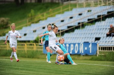 KHARKIV, UKRAINE - MAY 19, 2021: The football match of Ukrainian Cup Zhitlobud-1 - Mariupol without fans.