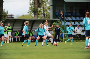 KHARKIV, UKRAINE - MAY 19, 2021: The football match of Ukrainian Cup Zhitlobud-1 - Mariupol without fans.