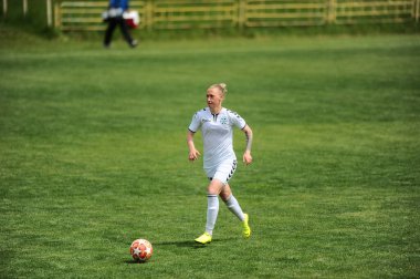 KHARKIV, UKRAINE - MAY 19, 2021: Shmatko Lubov. The football match of Ukrainian Cup Zhitlobud-1 - Mariupol without fans.