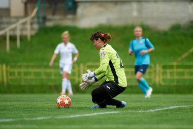 KHARKIV, UKRAINE - MAY 19, 2021: The football match of Ukrainian Cup Zhitlobud-1 - Mariupol without fans.