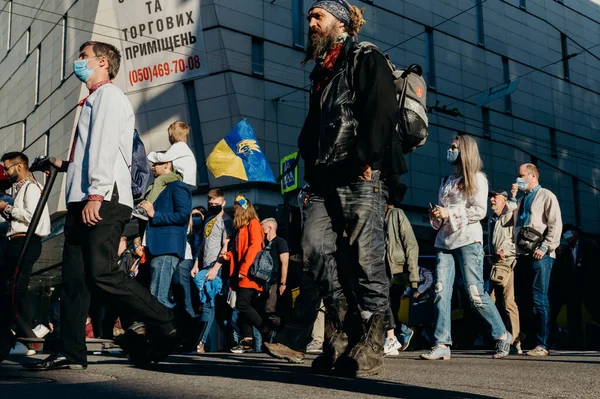 Kharkiv Ukraine May 2021 March Vishivanok Ukraian National Ethnic Clothes — 图库照片