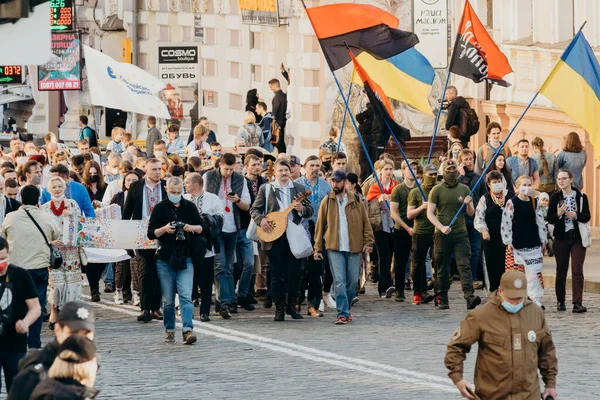 Кхарків Українець Травня 2021 Марш Вішиванського Українського Національного Етнічного Одягу — стокове фото